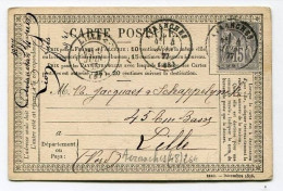 !!! CARTE PRECURSEUR TYPE SAGE CACHET D'AVRANCHES (MANCHE) 1877 - Cartes Précurseurs