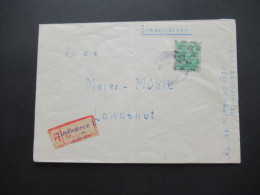 1948 Netzaufdruck Nr. 51 II EF Einschreiben Not R-Zettel Gestempel L1 Neukirchen V.W. Nach Landshut Gesendet - Storia Postale