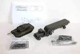 ROCO MINITANKS HO N°329 LEOPARD 2 CHAR COMBAT + Z-196 CAMION BARGE TRANSPORT + Z-197 - MODELE REDUIT MILITAIRE (1712.7) - Panzer