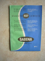 Avion / Airplane / SABENA / Map Service / Air Route / Size : 10X15cm / Airline Issue - Revistas De Abordo