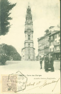 Portugal CPA Porto Torre Do Clerigos CAD Hexagonal Porto Central V.O. 13 4 1908 3A SECCAO YT N°129 - Postmark Collection