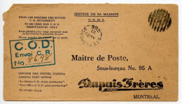 Canada 1927 Official C.O.D. - St. Florence, Quebec To Montreal, Quebec - Dupuis Frères - Brieven En Documenten