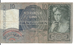 PAYS-BAS 10 GULDEN 1942 VF P 56 B - 10 Gulden