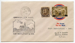 Canada 1932 First Flight Cover - Fort Resolution, NWT To Rae, NWT; Scott C3 - 6c. On 5c. Airmail Stamp - Primi Voli