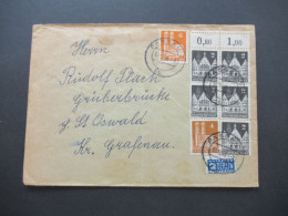 1948 Bizone Bauten MiF Nr.73 Als Oberrand 4er Block Mit OR Als "Leerfeld" Zähnungsabart!! Fernbrief Ab Passau - Storia Postale