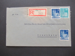 1948 Bizone Bauten MiF Nr.75 (2) MiF Mit Nr.92 Einschreiben Not R-Zettel Handschriftlich Ascha Nach Rosenheim - Lettres & Documents
