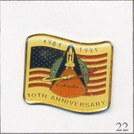 Pin's Espace - Nasa / 1981-91 - 10è Anniversaire Du 1er Vol De La Navette Columbia (12-14 Avril 1981). T655-22 - Espacio