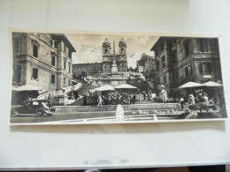 Cartolina  Viaggiata Panoramica "ROMA Piazza Di Spagna - Trinità Dei Monti" 1955 - Castel Sant'Angelo