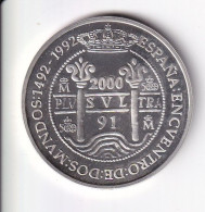 MONEDA PLATA DE ESPAÑA DE 2000 PESETAS DEL AÑO 1991 ENCUENTRO ENTRE DOS MUNDOS (COIN)(SILVER-ARGENT) - 2 000 Pesetas