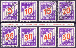Liechtenstein 1928: ERSTE NACHPORTO-Marken Nr. 13-20 In Schweizer Währung Gestempelt Obliterée Used (Zu CHF 96.00) - Segnatasse
