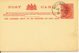 Australia Postal Stationery Post Card Queen Victoria 1 Penny Red Melbourne 11-6-1901 Nice Card With A Little Tear In The - Covers & Documents