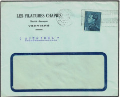 TP 430 Poortman Nuance De Couleur S/L. LES FILATURES CHAPUIS S.A. Verviers + Obl +Flamme 22/4/1937 > Autriche - Covers & Documents