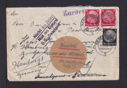 1935 - Brief Ab Hagen An SS Saarland - Zurück-Stempel "Nicht An Bord..." - Maritime