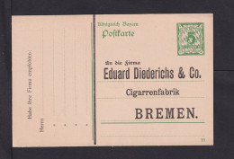 5 Pf. Ganzsache "..Diederichs.. Cigarrenfabrik Bremen" - Ungebraucht - Drogen