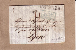 ITALIE , RHÔNE - LETTRE DE FLORENCE A LYON , MARQUE ITALIE LE PONT DE BEAUVOISIN , FIRENZE , + TAXE - 1827 - Entry Postmarks