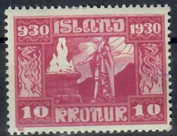 ISLANDA 1930 MILLENARIO DEL PARLAMENTO ISLANDESE 10 K. MH/* - Unused Stamps
