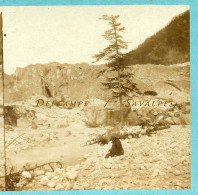 Rare Chamonix 1856 * Source Arveyron, Glacier Des Bois, Bloc Erratique 1826 * Photo Stéréoscopique Plaut - Stereo-Photographie