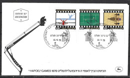 ISRAEL. N°735-7 Sur Enveloppe 1er Jour (FDC) De 1979. Hapoel/Tennis/Haltérophilie/Gymnastique. - Halterofilia