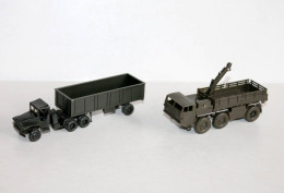 ROCO MINITANK HO Z-230 FAUN WRECK TRUCK GRUE TREUIL CABESTAN + CAMION TRANSPORT TOMBEREAU MINIATURE MILITAIRE (1712.13.2 - Echelle 1:87