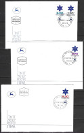 ISRAËL. N°739-40 + N°754-5 De 1979-80 Sur 3 Enveloppes 1er Jour. Etoile De David. - Judaika, Judentum