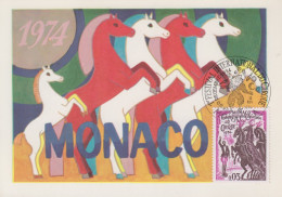 Carte Maximum  1er Jour   MONACO   FESTIVAL  INTERNATIONAL  Du  CIRQUE    1974 - Circo