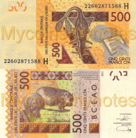 WEST AFRICAN STATES, NIGER, 500 Francs, 2022, Code H, P-NEW "Not Listed In Catalog", UNC - États D'Afrique De L'Ouest