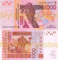 WEST AFRICAN STATES, GUINÉ BISSAU, 1000 Francs, 2022, Code S, PNew (Not Yet In Catalog), UNC - West African States