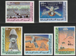 THEMATIC SPACE:  10th ANNIVERSARY OF THE FIRST MAN ON THE MOON -   5v+BF OVERPRINTED  - MAURITANIE - Africa