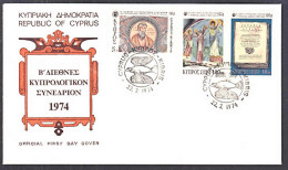 Ca0285 CYPRUS 1974, SG426-8 Second International Congress Of Cypriot Studies, FDC - Lettres & Documents