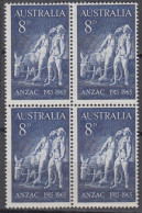 A5608 AUSTRALIA 1965,  SG 324 ANZAC Day, Anniv Gallipoli Landing, MNH Block Of 4 - Mint Stamps