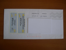 Vignette Lisa Double Sur Enveloppe 110x220, Lettre Verte Majorée Prioritaire - 2000 « Avions En Papier »