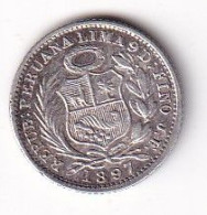 MONEDA DE PLATA DE PERU DE 1/2 DINERO DEL AÑO 1897 (COIN) ( SILVER,ARGENT) - Peru