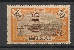 MARTINIQUE - 1924 - N°Yv. 107 - Fort De France 15c Sur 30c Rouge-orange - Neuf Luxe ** / MNH / Postfrisch - Neufs