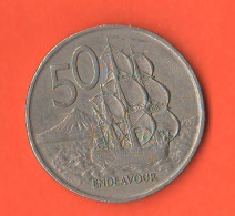 New Zealand 50 Cents 1967 Nuova Zelanda Ship Endeavour Nickel Coin - Nieuw-Zeeland