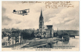 CPA - SABLE-SUR-SARTHE (Sarthe) - L'Aviateur Allard, Sur Biplan Caudron, Fait Autour De L'Eglise Des Vols ... - Sable Sur Sarthe