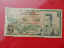 2959 - Colombia 5 Pesos Oro 1980 - Interesting Numbers 98989798 - Colombia