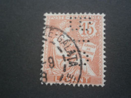 LEVANT MOUCHON 15 BIO2 PERFORATION PERFORES PERFORE PERFIN PERFINS PERFORATION PERFORIERT LOCHUNG PERCE PERFO - Used Stamps
