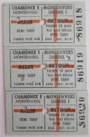 3 TICKETS TICKET 1971 CHAMONIX MONT BLANC MONTENVERS ALLER-RETOUR PLEIN TARIF HAUTE SAVOIE - Europa