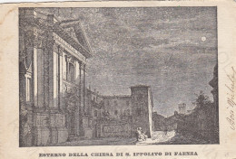 CARTOLINA  FAENZA,EMILIA ROMAGNA-ESTERNO DELLA CHIESA DI S.IPPOLITO-STORIA,MEMORIA,CULTURA,BOLLO STACCATO,VIAGGIATA - Faenza