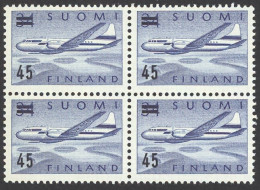 Finland Sc# C6 MNH Block/4 1959 Surcharged Convair 440 Over Lakes - Ungebraucht