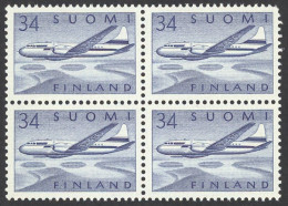 Finland Sc# C5 MNH Block/4 1958 Convair 440 Over Lakes - Unused Stamps