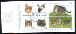 Finland Sc# 977a FD Cancel Booklet Pane 1995 Cats - Used Stamps