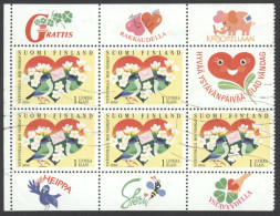 Finland Sc# 906a Used Booklet Pane 1993 Friendship - Oblitérés