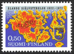 Finland Sc# 516 MNH 1972 50p Map And Arms Of Aland - Nuevos