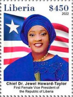 Liberia 2023, President Of The Republic Of Liberia, Chief Dr. Jewel Howard, Flags, 1val - Liberia