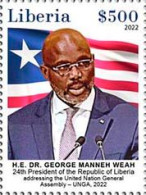 Liberia 2023, President Of The Republic Of Liberia, Weah, Flags, 1val - Liberia