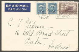 1946 Airmail Cover 30c War Toronto Ontario To England - Postgeschiedenis