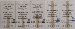 5 TICKETS TICKET 1971 . 1 JOUR LAC LEMAN  MONTREUX TOUR DU LAC SUPERIEUR 2EME CLASSE  HAUTE SAVOIE - Europe