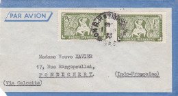 Indochine - 1948 Airmail Cover Saigon To Pondichery Via Calcutta - Poste Aérienne