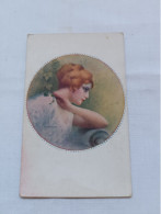 ANTIQUE POSTCARD ILLUSTRATION ART DECO WOMAN SIGNED C. MONESTIER UNUSED - Monestier, C.